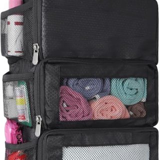 esouler Suitcase Organizer - Hanging Packing Cubes & Portable Travel Shelves for Carry-on (Black, Small)